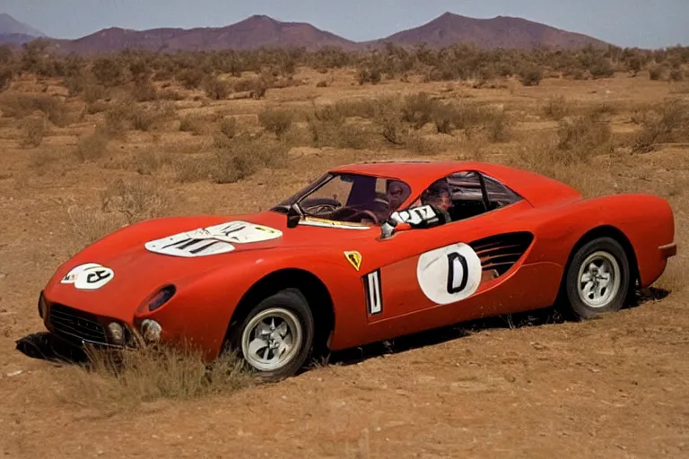 Image similar to 1 9 5 5 ferarri testarossa, mid - 7 0 s dakar rally footage, speed