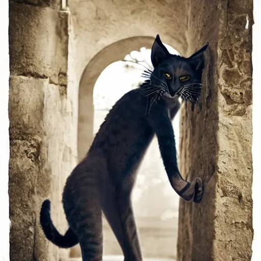 Prompt: photograph of an extremely beautiful Khajiit, high quality fashion photograph by Mario Testion