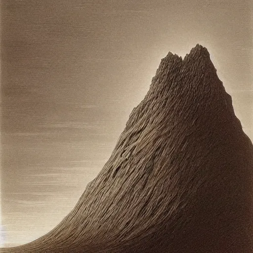 Prompt: Monster shaped like a mountain by zdzisław beksiński