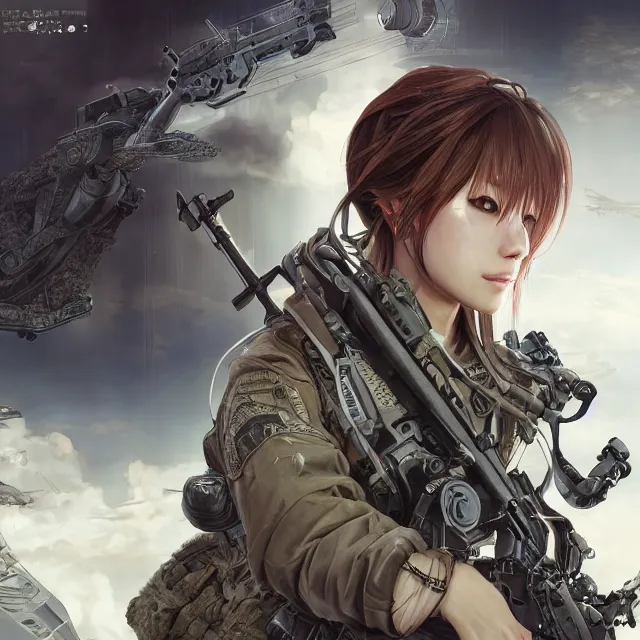 Prompt: the hyperrealistic portrait of lawful neutral female futuristic marine sniper as absurdly beautiful, gorgeous, elegant, young anime gravure idol, an ultrafine hyperdetailed illustration by kim jung gi, irakli nadar, intricate linework, bright colors, octopath traveler, final fantasy, unreal engine 5 highly rendered, global illumination, radiant light, detailed and intricate environment