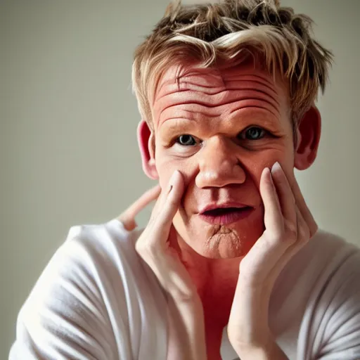 Image similar to gordon ramsay goddess, photography, 4 0 mm lens, beautiful, serene,