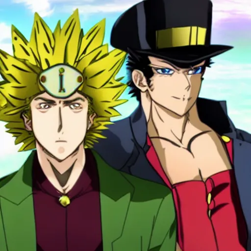 Image similar to Jotaro Kujo hanging out with Noriaki Kakyoin