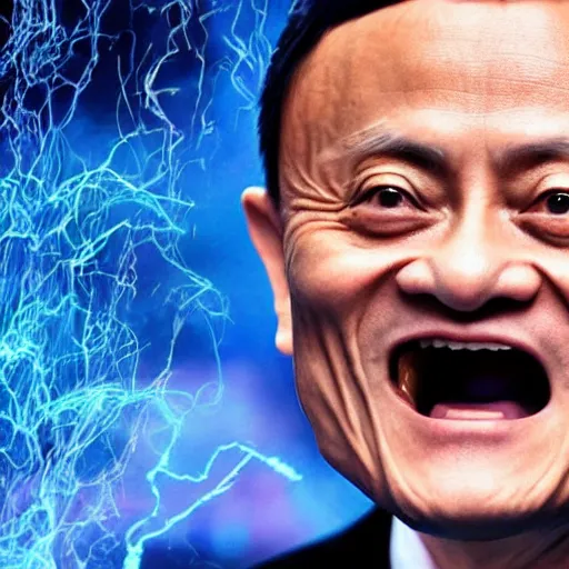 Image similar to jack ma is casting magic like a wizard, surreal photography