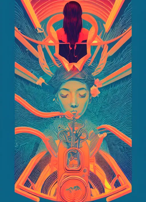 Image similar to concert poster for david bazan, tristan eaton, victo ngai, artgerm, rhads, ross draws