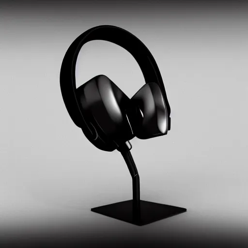 Image similar to headphone stand, futuristic, techno, cyberpunk, product design, render, concept