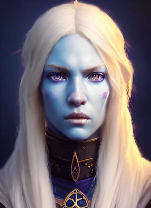 Image similar to a fantasy style portrait painting of shy white female paladin scar wound left eye with blonde hair and blue eyes, holy oil painting unreal 5 daz. rpg portrait extremely detailed artgerm greg rutkowski _ greg