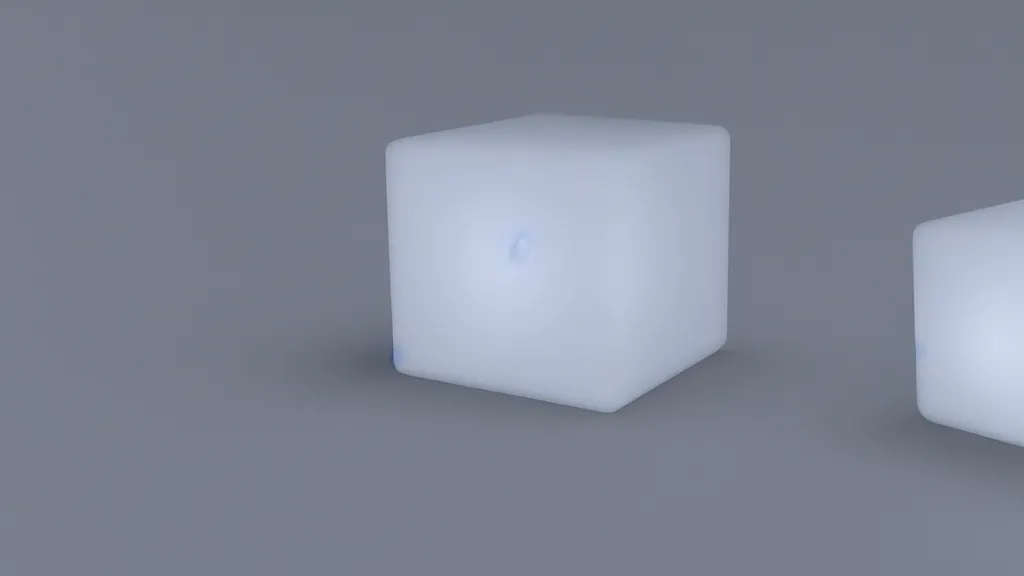 Image similar to a blender cube, 8 k, rim lighting, lumen global illumination, opaque, glowing, vapor