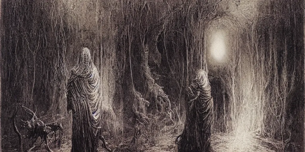 Image similar to ((black magic sorcerer with a book of spells)) by Beksinski, Luis Royo