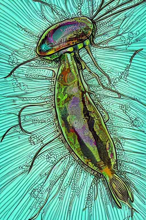 Image similar to a daphnia, highly detailed, digital art, sharp focus, trending on art station, illustration