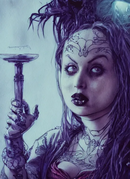 Image similar to portrait, Christy Mack as Gothic Alice in Wonderland, watercolor, dramatic lighting, cinematic, establishing shot, extremely high detail, foto realistic, cinematic lighting, pen and ink, intricate line drawings, by Yoshitaka Amano, Ruan Jia, Kentaro Miura, Artgerm, post processed, concept art, artstation, matte painting, style by eddie mendoza, raphael lacoste, alex ross