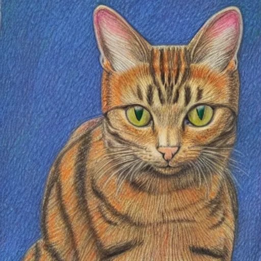 Image similar to cat, detailed colored pencil drawing