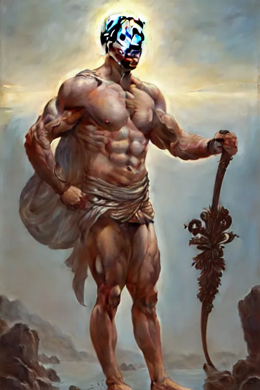 Image similar to Joe Biden as a Greek god, gorgeous, amazing, muscular, fit, very muscular male body, intricate, highly detailed, digital painting, artstation, concept art, sharp focus, illustration, art by greg rutkowski and alphonse mucha