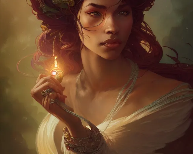 Image similar to photography of chris ofili, deep focus, d & d, fantasy, intricate, elegant, highly detailed, digital painting, artstation, concept art, matte, sharp focus, illustration, hearthstone, art by artgerm and greg rutkowski and alphonse mucha