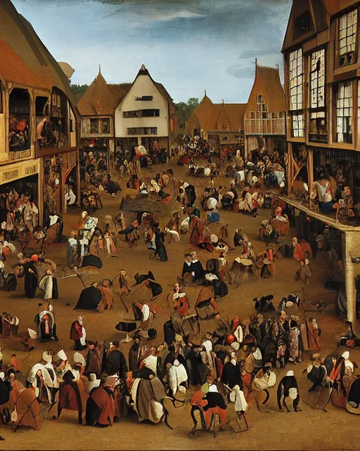 Image similar to a crowded marketplace by pieter breugel the elder - w 8 0 0