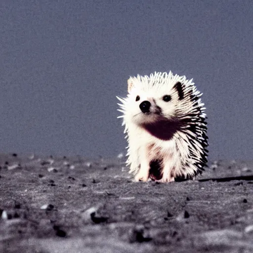 Image similar to high quality photo of hedgehog in astronaut costume on the Moon