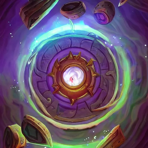 Image similar to giant eye magic spell, magic spell surrounded by magic smoke, some floating magic cards in the background, hearthstone coloring style, epic fantasy style art, fantasy epic digital art