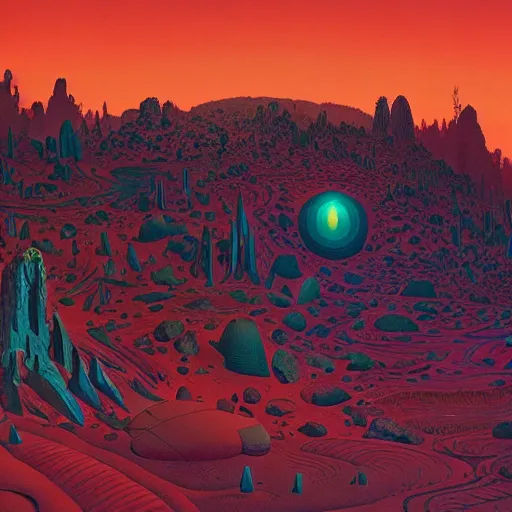 Image similar to forest on mars by paolo eleuteri serpieri and tomer hanuka and chesley bonestell and daniel merriam and tomokazu matsuyama, unreal engine, high resolution render, featured on artstation, octane, 8 k, highly intricate details, vivid colors