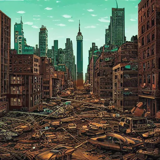 Image similar to abandoned new york city after a nuclear war, post - apocalyptic, fallout, by dan mumford, 4 k