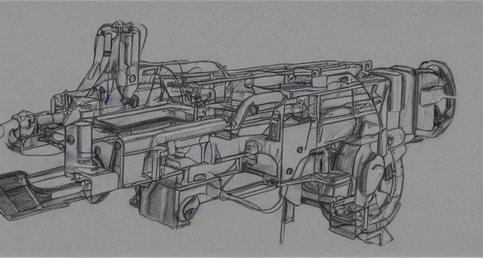 Image similar to a pencil sketch of a new machine which can make unlimited energy