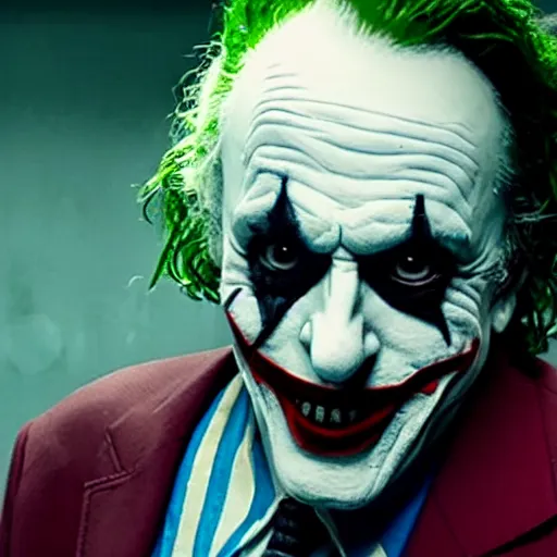 Image similar to film still of Bernie Sanders as joker in the new Joker movie