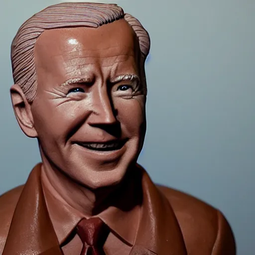 Prompt: a clay sculpture of joe biden t