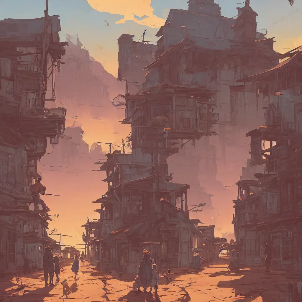 Prompt: western ghosttown background stylized, official fanart behance hd artstation by jesper ejsing, by rhads, makoto shinkai and lois van baarle, ilya kuvshinov, ossdraws, by feng zhu and loish and laurie greasley, victo ngai, andreas rocha, john harris