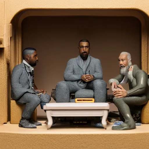 Prompt: detailed studio photography of a close up claymation diorama of kanye west, detailed, by erwin olaf, joop geesink, wes anderson, jim henson, brian froud, breathtaking, uhd resolution, beautiful lighting, studio light, extremely detailed, establishing shot, realistic materials, hyperrealistic