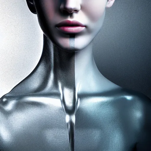 Image similar to breathtaking symbiosis of man and cyborg, beautiful girl, 3 d, ultra nd, detail, combination of man and machine, hyperrealism 4 k,