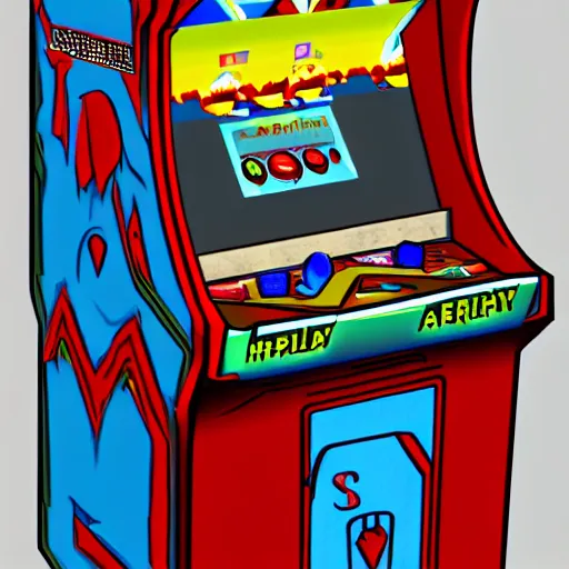 Image similar to arcade machine, art by ocellus_services + francy_artist + artofsephy,