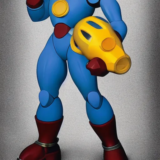 Prompt: a photo of a real - life megaman, hyperrealism
