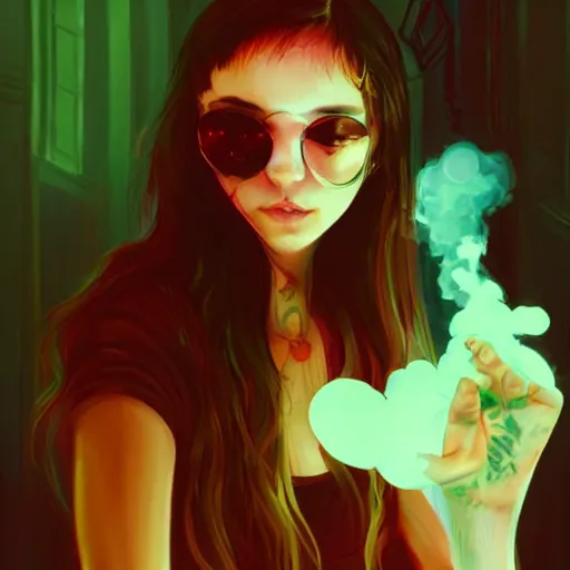Image similar to seventeen year old female smoking weed for the first time and it goes wrong, by ross tran