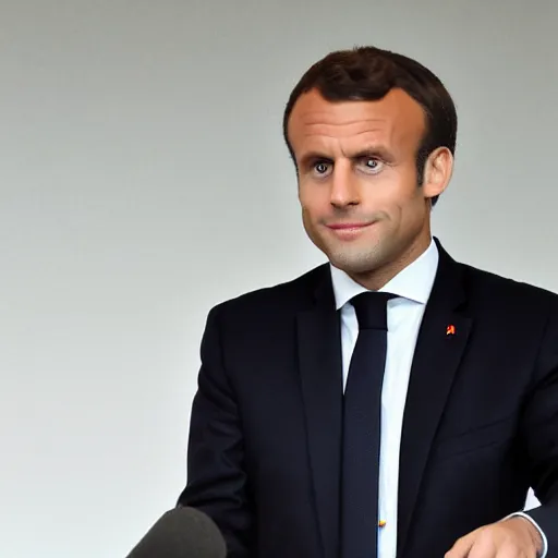 Prompt: macron doing a chinese man impression