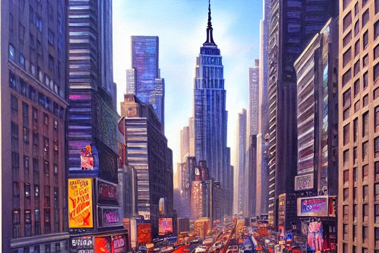 Image similar to painting of new york city, fine details, magali villeneuve, artgerm, rutkowski