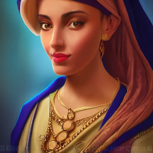 Image similar to a portrait of an arabian princess in a disney movie, oil painting, pale colors, high detail, 8 k, wide angle, trending on artstation,