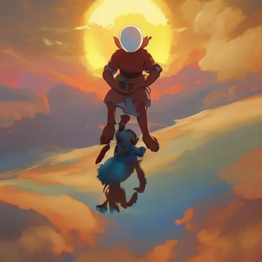 Image similar to aang from avatar the last airbender riding appa, sunset, behance hd by jesper ejsing, by rhads, makoto shinkai and lois van baarle, ilya kuvshinov, rossdraws radiating a glowing aura global illumination ray tracing hdr