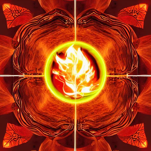 Image similar to the elements of fire, water, earth and air. digital art