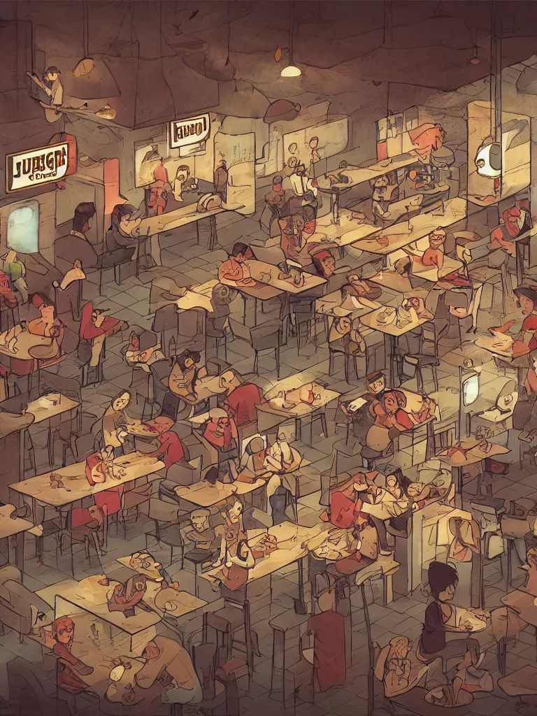 Image similar to burger joint by disney concept artists, blunt borders, rule of thirds