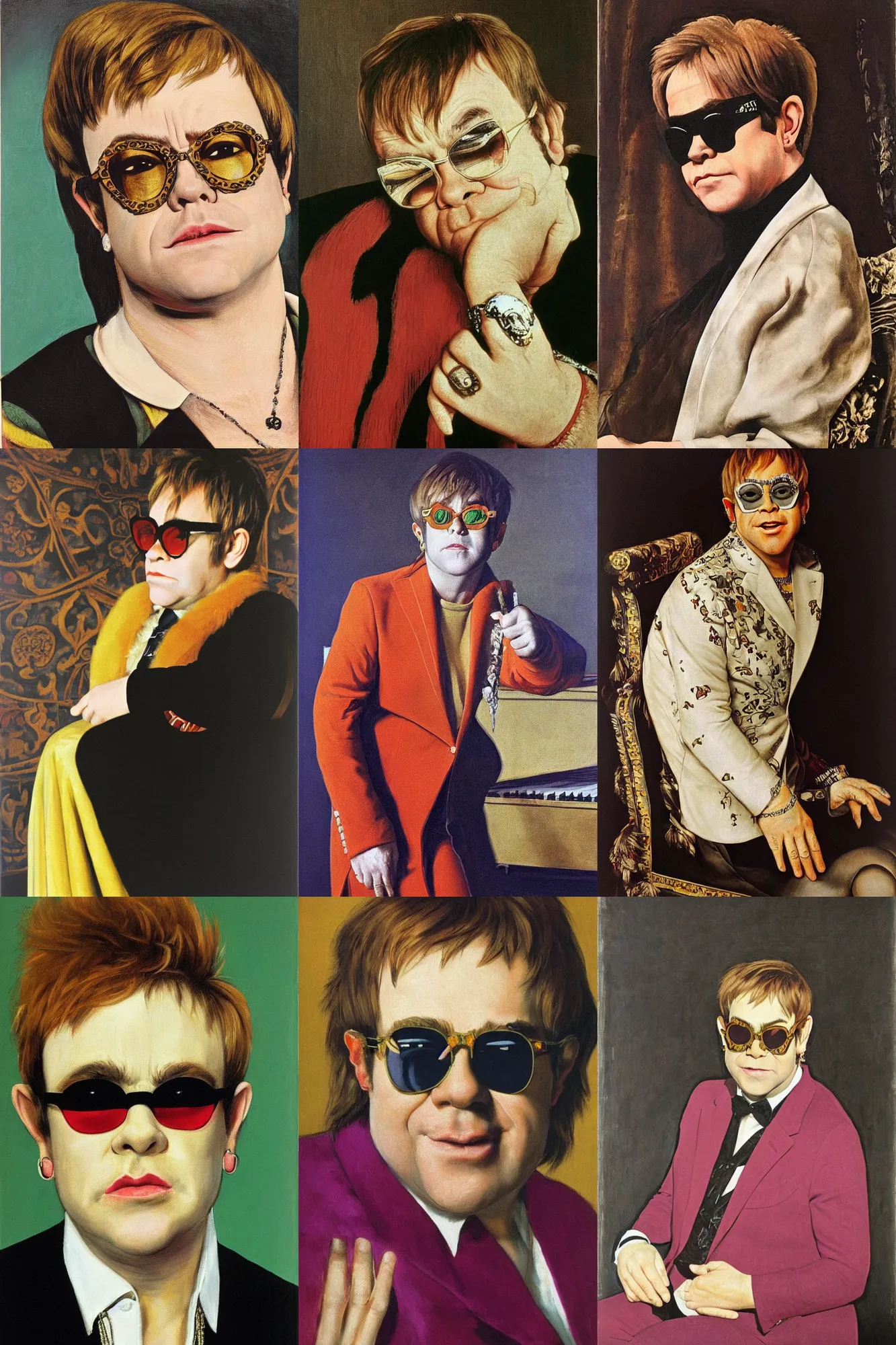 Prompt: Portrait of Elton John in 1970 by Artemisia Gentileschi