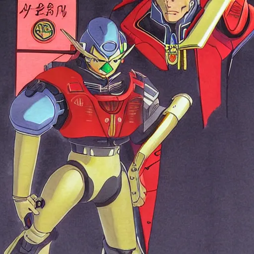 Image similar to a portrait of char aznable and garma zabi , drawn by Yoshikazu Yasuhiko