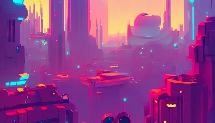 Prompt: illustration of a futuristic city by james gilleard and anton fadeev, fine details, vivid, masterpiece