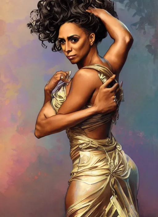 Image similar to shangela, painting by artgerm and greg rutkowski and alphonse mucha