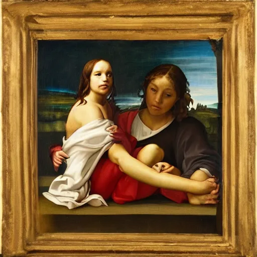 Image similar to olivia rodrigo, renaissance painting