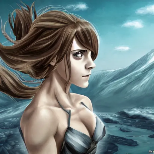 Image similar to emma watson a crawling mountain of muscles, highly detailed, anime, pale colors, award winning pictures, by studio mappa, by studio wit