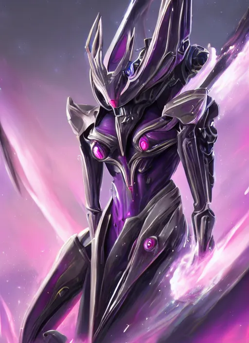 Image similar to cinematic body shot, cosmic beautiful stunning giant robot mecha hot female dragon goddess, sharp sleek cyborg dragon head, sharp metal ears, smooth purple eyes, smooth fuschia skin, smooth silver armor, nebula size, epic proportions, epic scale, macro furry, furry art, dragon art, goddess art, giantess art, warframe, warframe fanart, furaffinity, octane