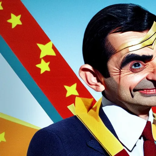 Image similar to Mr bean as wonder woman