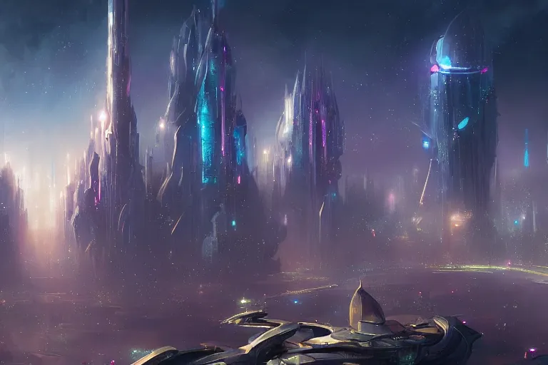 Image similar to a magical futuristic city by jessica rossier,