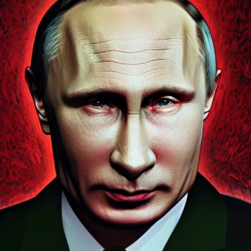 Image similar to portrait of vladimir putin who became an ugly lovecraftian monstrous degenerate abomination, photo - realistic, color image, 2 k, highly detailed, horror