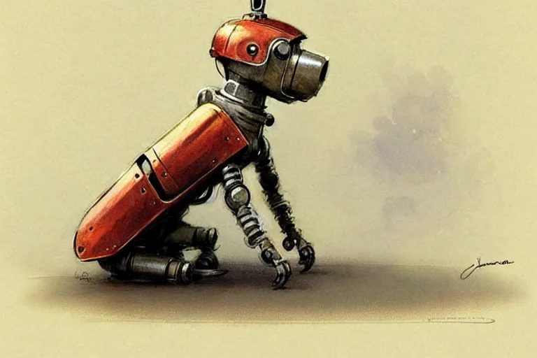 Image similar to adventurer ( ( ( ( ( 1 9 5 0 s retro future robot android dog. muted colors. ) ) ) ) ) by jean baptiste monge!!!!!!!!!!!!!!!!!!!!!!!!! chrome red