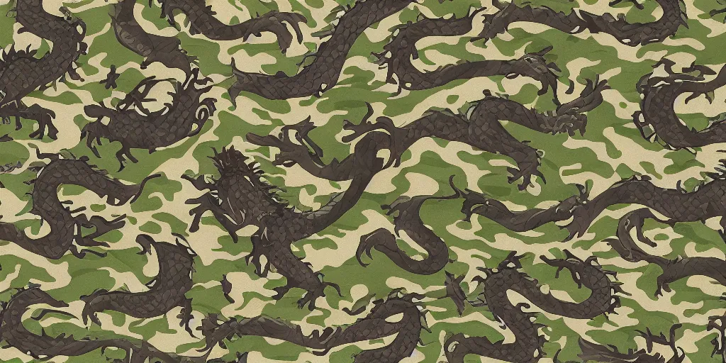 Prompt: detailed dragon camo pattern