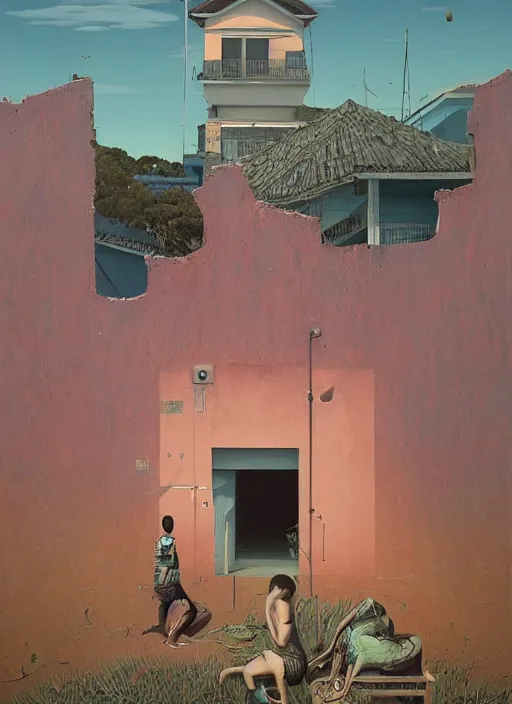 Prompt: time does not exist anymore, realisation, salvador, brazil, by edward hopper and james gilleard, zdzislaw beksinski, strange vegetation, exteriors, highly detailed, pastels, black people, by james gilleard, airbrush, ilya kuvshinov, wlop, very coherent, art by takato yamamoto and james jean